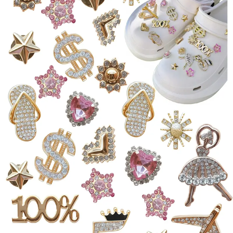 25 Piece DIY Gemstone Theme Shoe Decor Set, Jewel Embellishments, Abs Fashion Shoe Pins, Shoe Decoration Charms, Decorative Shoe Accessories, Suitable for Sandals, Garden Shoes, Bags, Tea Party Decoration