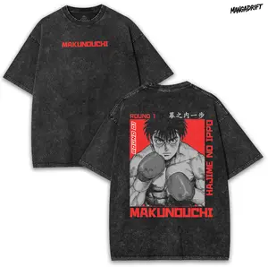 The Boxer Ippo Makunouchi x Hajime No Ippo Tee – Double-Sided Print with Fight Spirit Aesthetic | You Punch, or You Fall Cotton Menswear