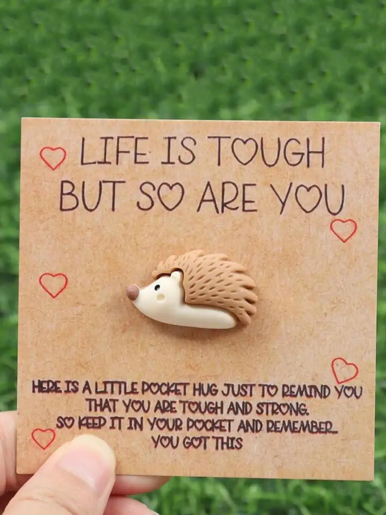 Cute Hedgehog Design Pocket Hug Card, Fashion Accessories for Women & Men