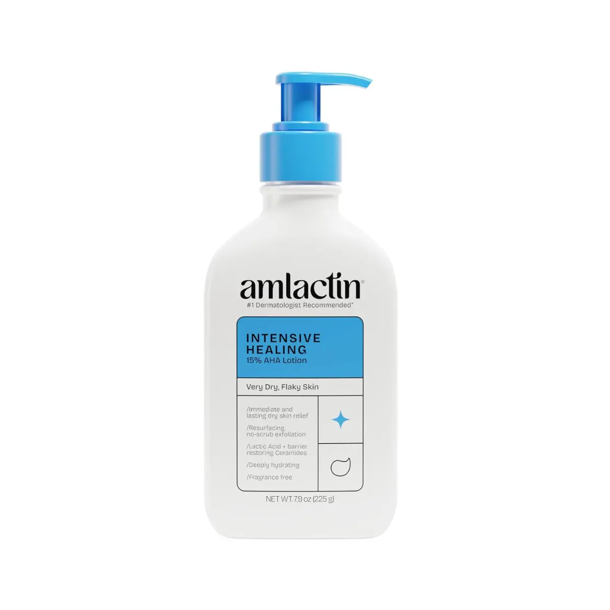 AmLactin Intensive Healing Body Lotion - Therapeutic Lotion for Extremely Dry Skin - No-Scrub Exfoliator and Moisturizer with 15% Lactic Acid AHA and Ceramides, 7.9 oz (Packaging May Vary)