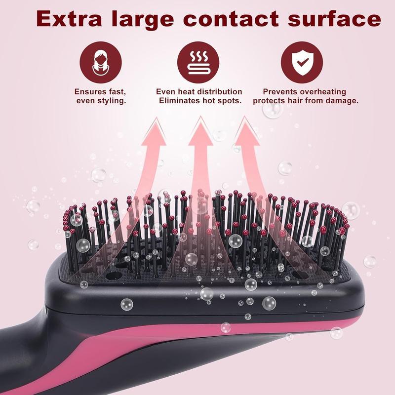 2 in 1 Hair Dryer Brush & Straightener Brush, Hair Dryer and Styler, Negative Ion Blow Dryer Brush, Hot Air Brush Detangles, Dries, Smooths, Reduce Frizz & Static