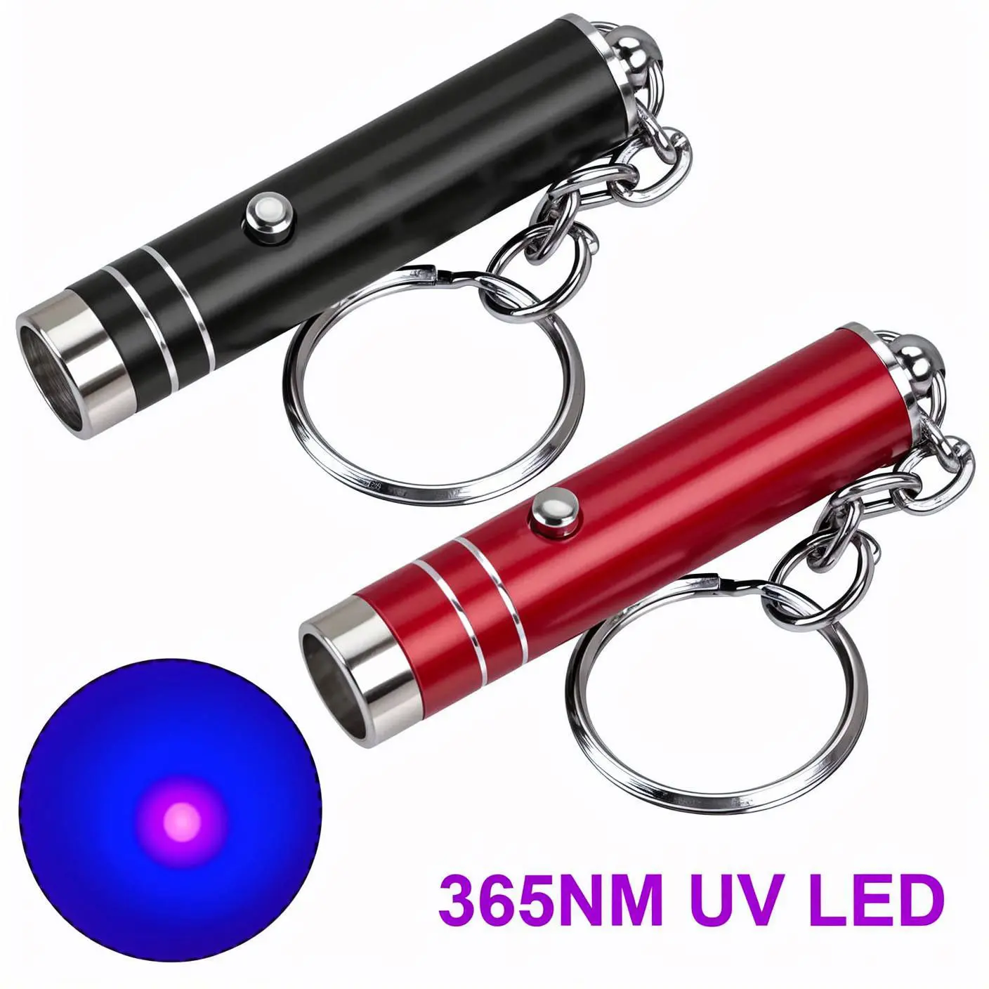 VASTFIRE Mini LED UV Flashlight Keychain - 5-LED Portable Aluminum Alloy Water-Resistant Portable Standard Torch with Currency Detector, Reinforced Key Fob, Durable for Outdoor Camping & Emergency Use, Portable Standard Torches