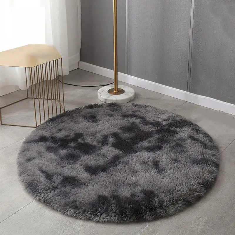 1 Piece Faux Fur Rug, Solid Color Round Fluffy Rug, Floor Rug, Bedroom Floor Mat, Home Decor