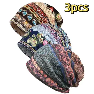 3 Pack Women'S Chemo Headwear Hats Slouchy Beanie Cap Scarf