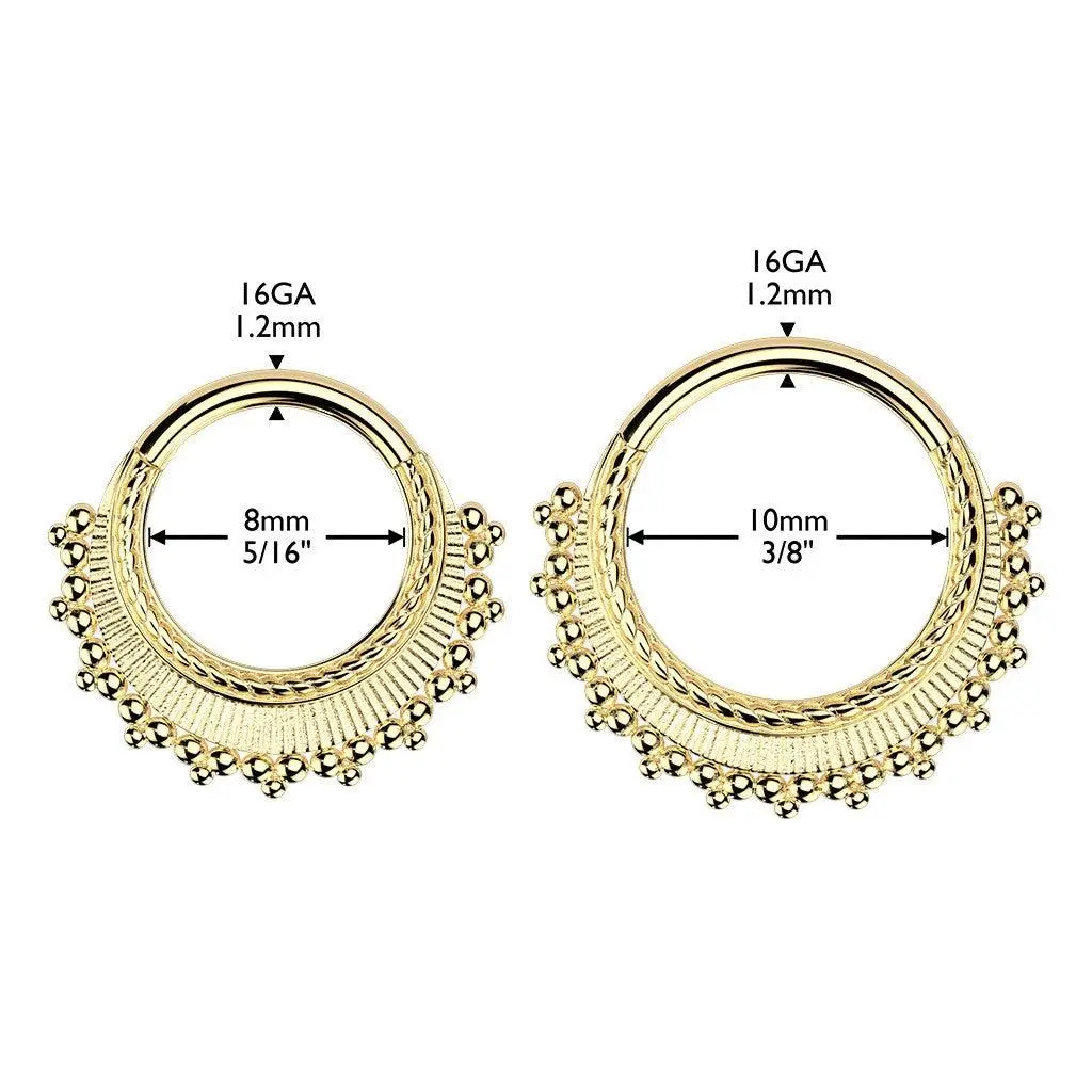 16g Gold Beaded Tribal Septum Clicker Ring.