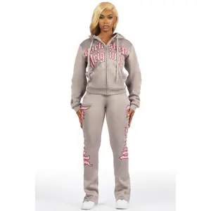Annamarie Grey Zip Up Stacked Track Set