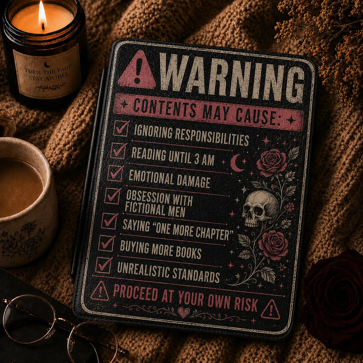 Warning Contents May Cause Kindle Case | Dark Romance Kindle Cover | Bookish Gift | Smut Reader Case | Morally Grey Books