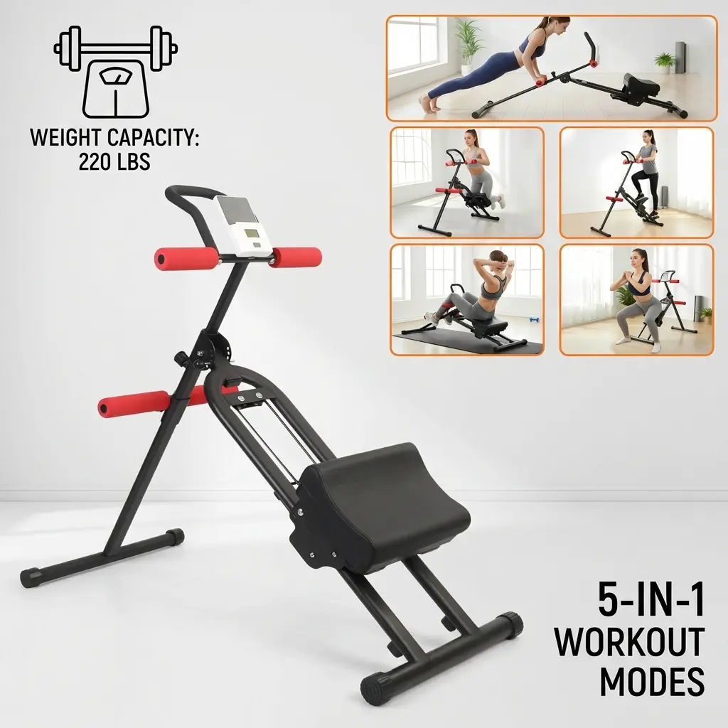 Multi-Functional 2-in-1 Step Climber & Ab Workout Trainer, New Upgrade Full Body Fitness Machine Compact Portable Home Gym Exercise Gear