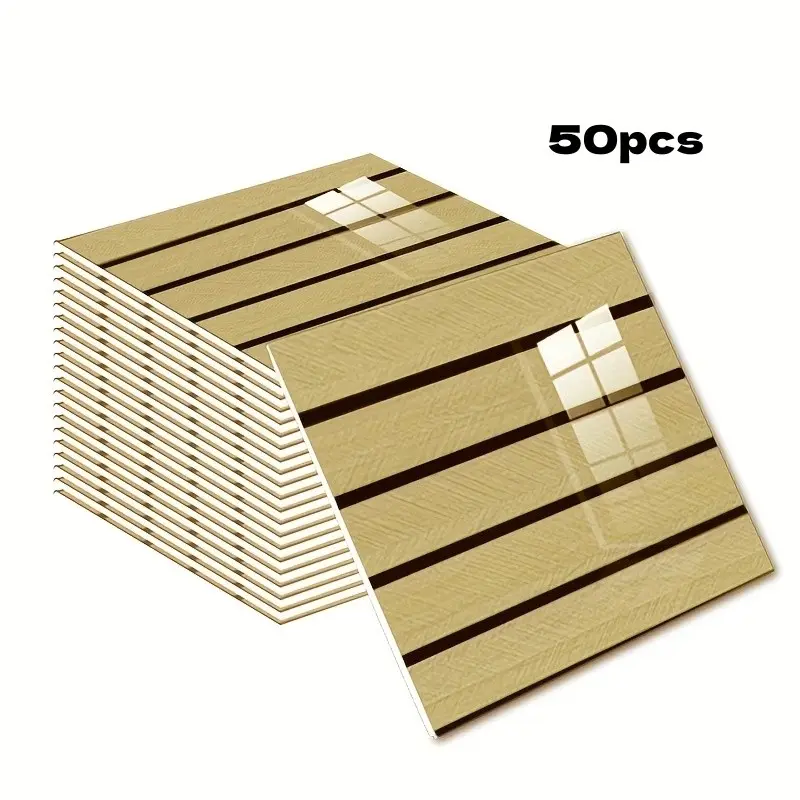 50 pieces of grid wood-grain wall stickers, self-adhesive wall paper, self-adhesive film paper, decorative wall stickers, home decoration and accessories, living room decoration and accessories, wall panel, room decoration, bedroom decoration, wall decora