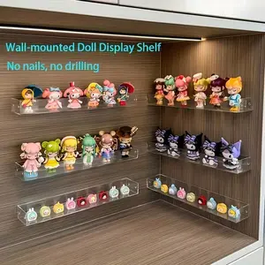 Wall-Mounted Transparent Display Rack Decor Collectibles Organiser Set of 2, Dust-Proof Adhesive Strips, Ideal Key Storage for Anime Figures