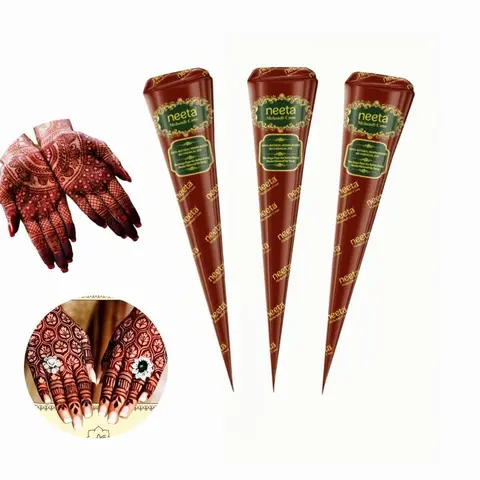 3pcs Henna Paste Temporary Tattoo Paste Waterproof Half-Permanent Henna Body Art Template, Ideal for Temporary Tattoos, Henna Designs, Henna For Skin