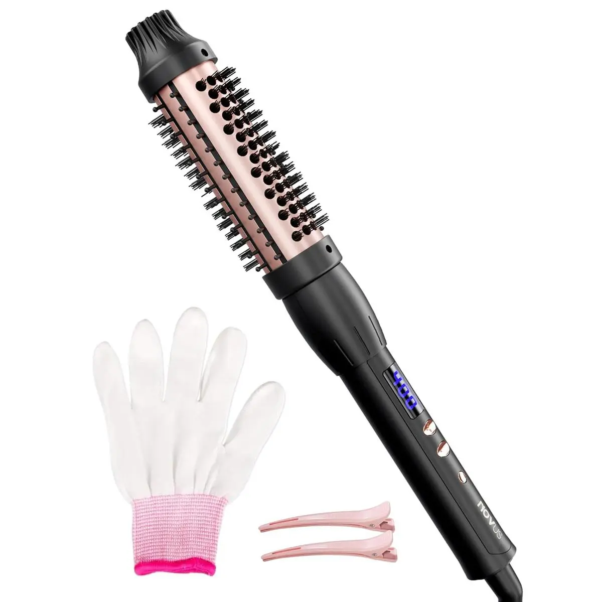 2-in-1 Heated Round Brush for Curling and Straightening curler hair automatic iron Dual Auto Voltage Ceramic