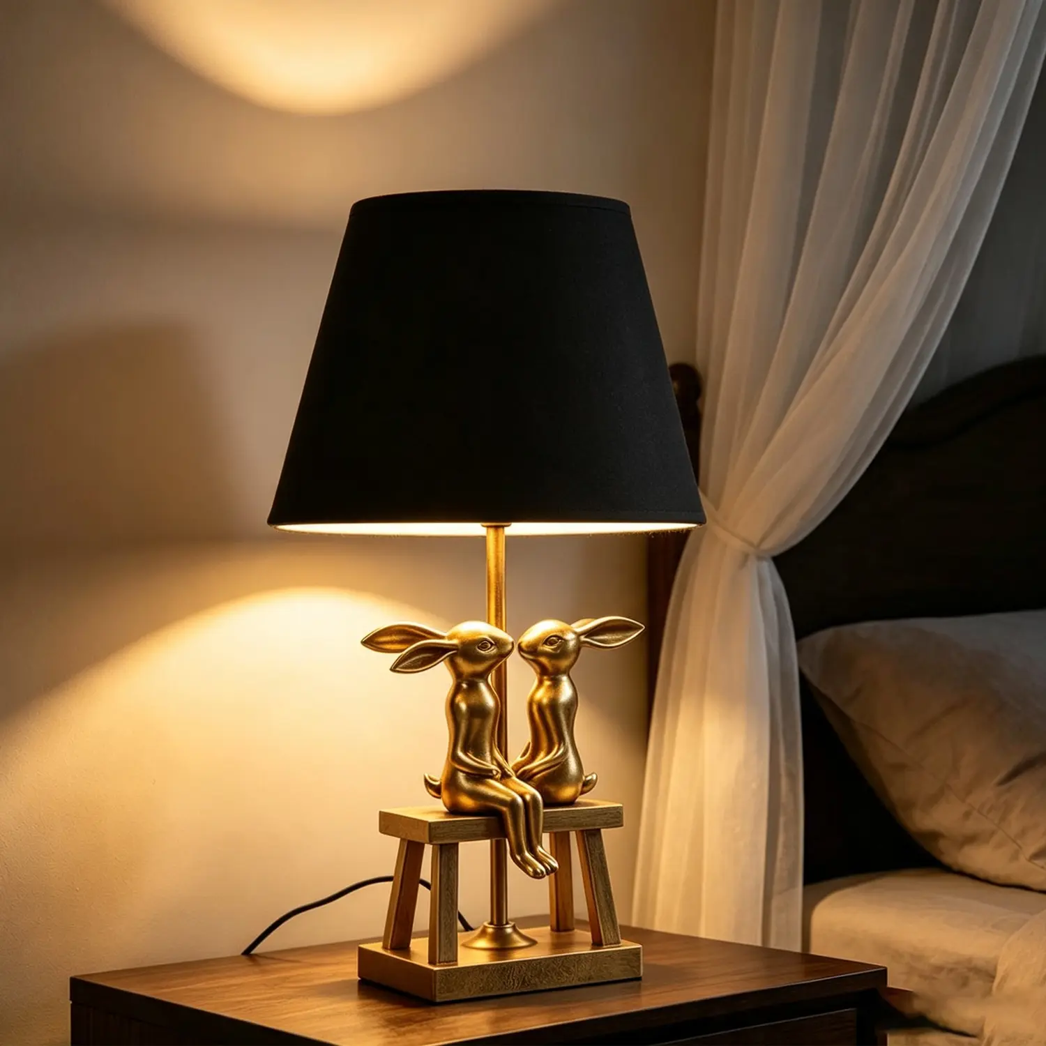 Bedside Table Lamp for Bedroom Indoor Lighting AC Outlet, Table Lamps for Living Room Desk,E12 Base Compatible (Bulb Not Included) for Bedroom Christmas Gift
