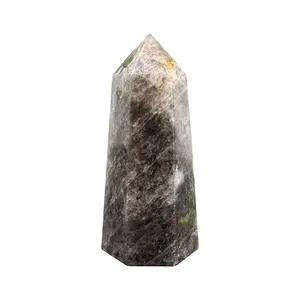 Natural Black Moonstone Crystal Obelisk Tower Point Protective Healing Stone for Intuition, Grounding, and Emotional Balance - RPO483