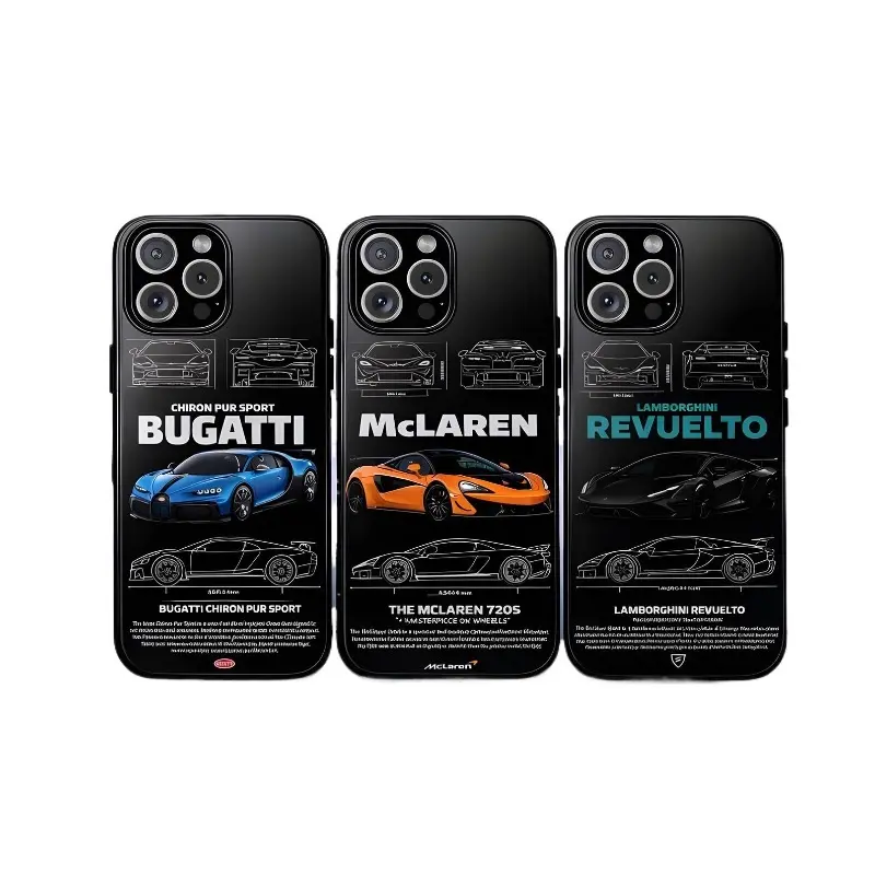 Lamborghini Supercar-Style & Bugatti Design Durable Aesthetic Phone Case with Protection, Flexible TPU, Precise Cutout, Raised Edges - Mobile Accessory for iPhone 11-17 Pro Max/Plus & Samsung Galaxy S23-Series