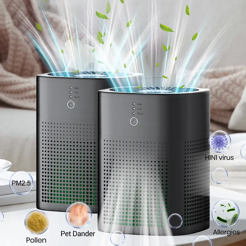 CHIVALZ 2-Pack Portable True HEPA Filter Air Purifiers - CARB, FCC Certified Home Air Cleaner with Aromatherapy, Timer, 24dB Quiet Sleep Mode for Bedroom, Kitchen, Office, Living Room, Dorm, Pet/Smoke Odor Removal, Great Gift for Friends