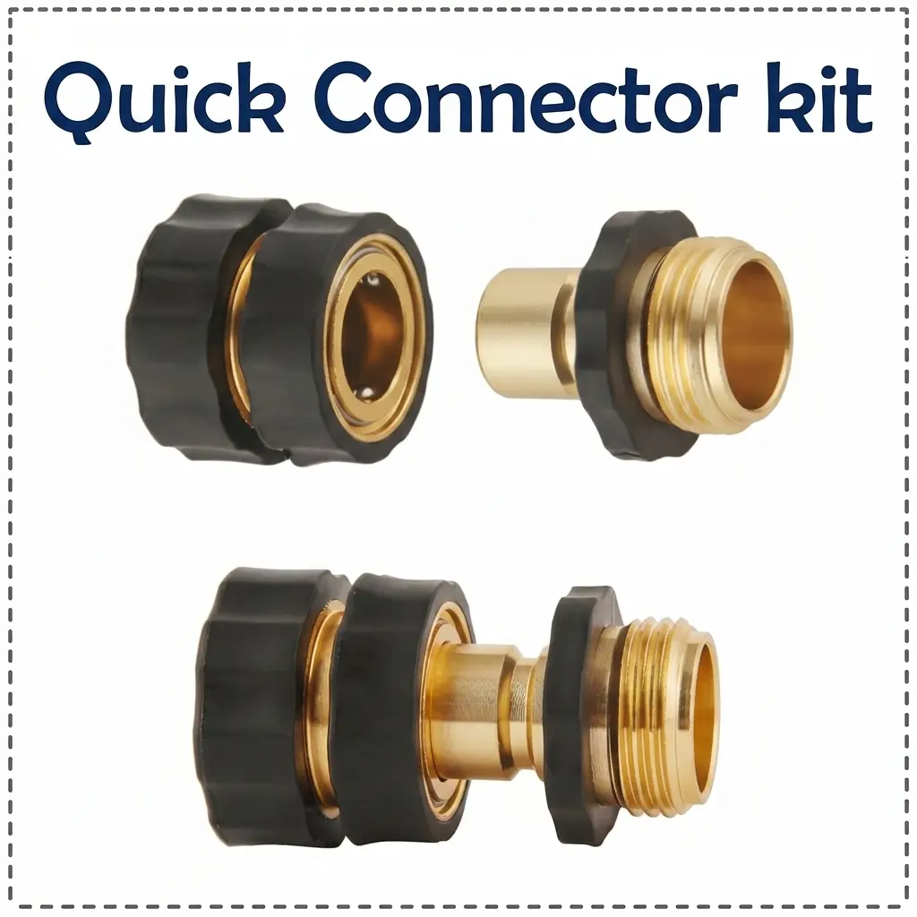 6-Set Aluminum Garden Hose Quick Connect Fittings Kit Pack, 3/4 GHT Male & Female Quick Release Adapters, Leak-Proof Connectors for Garden Watering System Easy Attachment