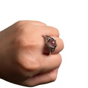 Natural Red Strawberry Quartz & Clear Quartz Gemstone Ring Chakra Healing Birthstone Gift for Her Perfect for Special Occasions