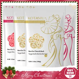 KOTAMU Hard Wax Beads, 4 Packs Waxing Beads for Hair Removal- Facial Bikini Brazilian Leg Sensitive Skin Full Body- Stripless Wax Beans Kit for Coarse & Fine Hair, Ideal for Women Men Home Salon Use