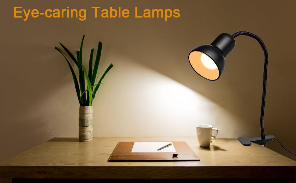 Desk Lamp, 360 Rotation Clip On Reading Light - Gooseneck Lamp with Cable, Portable Clamp Light for Bedroom, Office, Home Lighting