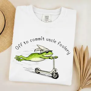 Comfort Colors Off To Commit Uncle Foolery 2-Sided T-Shirt, Funny Frog Uncle Tee, Cool Funcle Gift Shirt for Men, Trendy Family Humor Tee