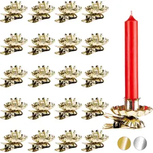 20 Pack Tree Candle Holders for Christmas Tree - Gold Traditional Vintage Candle Holders with Clip