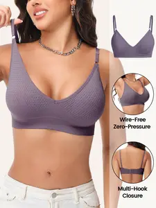 Women’s Wireless Everyday Bra with Removable Pads, Adjustable Straps for Comfort, Slim-Fitting Design Suitable for All Seasons,1 Pack/2 Pack/3 Pack/5 Pack.