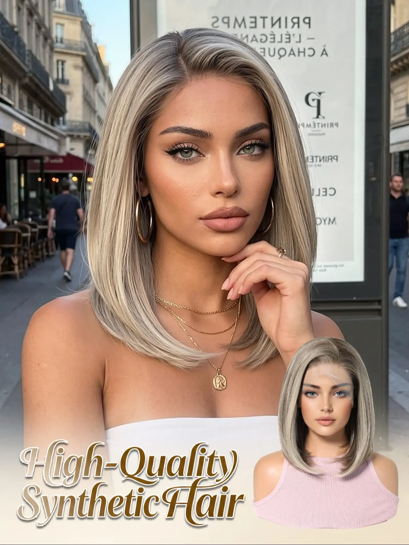 13x4 HD Lace Wig 12" Short Bob | Glueless Lace Wigs Ombre Ash Blonde Heat Resistant Synthetic Lace Front Hair Wig