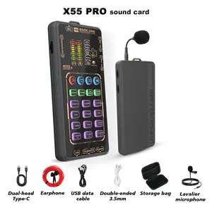 X55 PRO Mini Portable Audio Interface 6-in-1 Mobile Recording Bundle Studio Quality Sound Card for Podcasting Singing Music Production on PC Mac iPhone Android