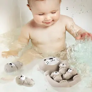 Children Floating Otter Bath Toy Set, Sealed Float Play Toys, Baby Animal Bath Toys, Family Bathtub Toys, Mother's Day Gift, Birthday Gift, Mummy