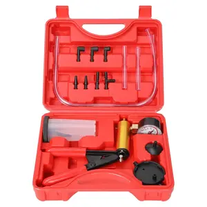 Brake Bleeder Kit with Hand Vacuum Pump with Gauge Adapters Automotive Brake Fluid Bleeding Set for Bike Car Truck (red)