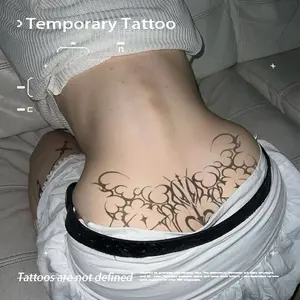 Dark Thorn Gothic Script Herbal Juice Tattoo | Waterproof Long-Lasting No Shine | Edgy Cool Girl Waist Sticker