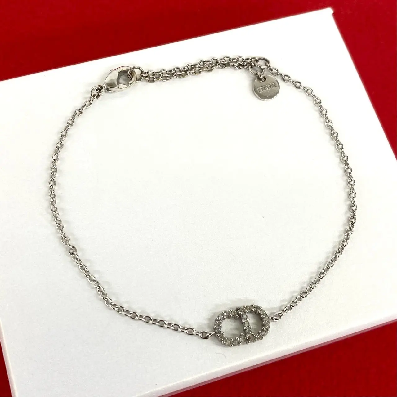 Pre-owned Dior Gold-plated Small Leather Goods Christian Logo Bracelet