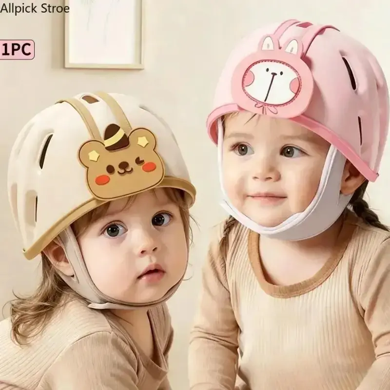 Padded Toddler Anti-Collision Safety Head Protector, Adorable Cartoon Style Lightweight Breathable Headgear with Shock Absorption Cushioning, Secure Head Protection for 0-3 Years Old Infants Crawling, Walking Practice and Indoor Daily Playtime