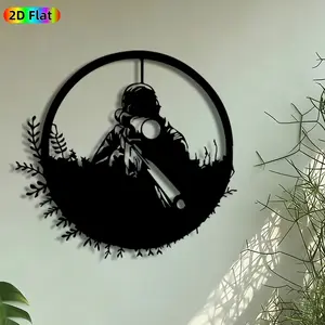 1pc Sniper Silhouette Metal Wall Art, Camouflage Soldier Statue Mural, Intricate Craftsmanship, Artistic Metalwork, Perfect for Fathers Day, Veterans Day Decor, Perfect for Man Cave Office Garage Decor, Ideal Gift for Military Enthusiasts.