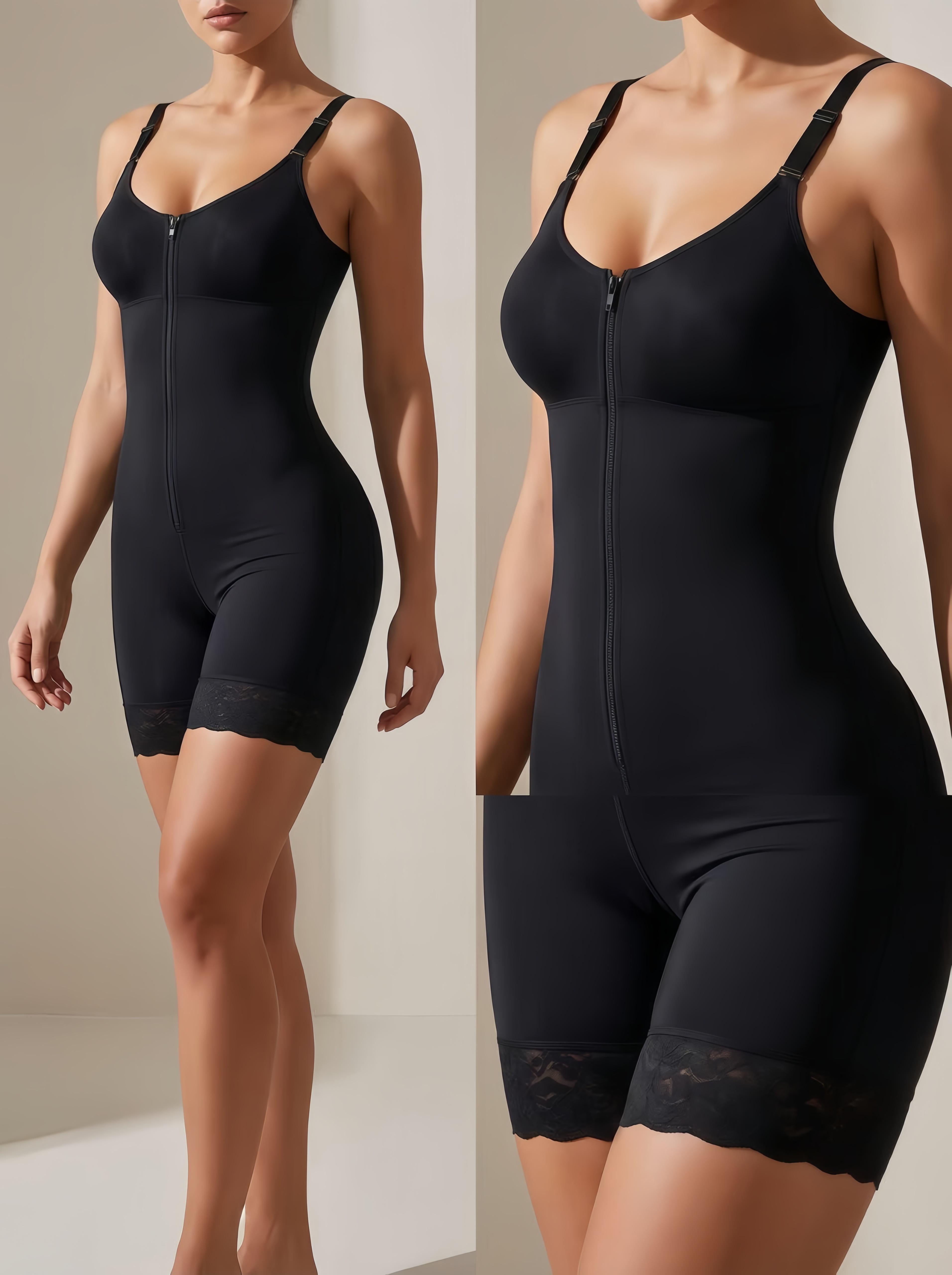 Women's  Fajas Colombianas shapewear Tummy Control Butt Lifter Shaper with Zipper Crotch detachable shoulder strap Womenswear Bodysuit Compression