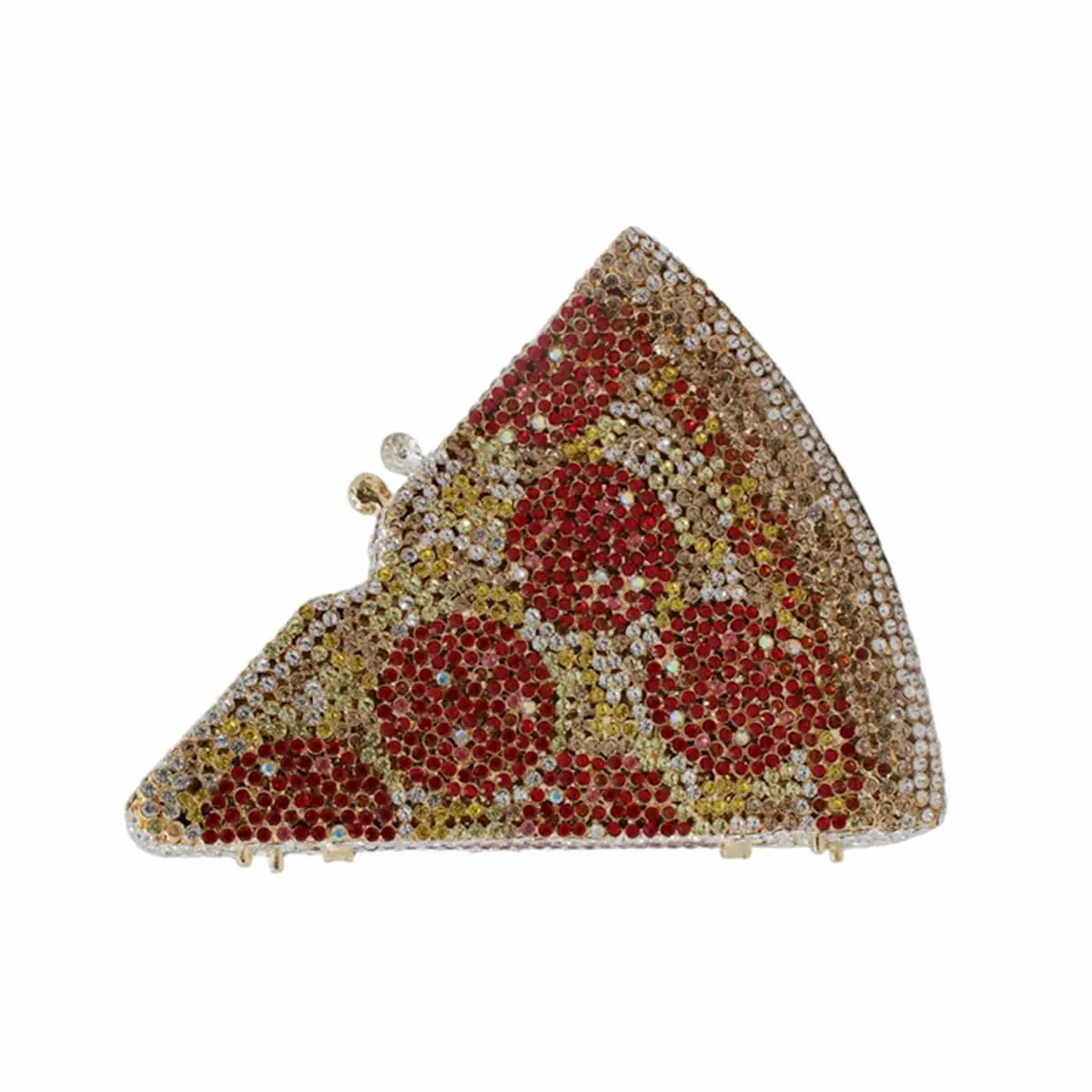 Women's Novelty Pizza Shaped Rhinestone Evening Bag Funny Pizza Crystal Clutch Purse Diamonds Handbag for Party Prom