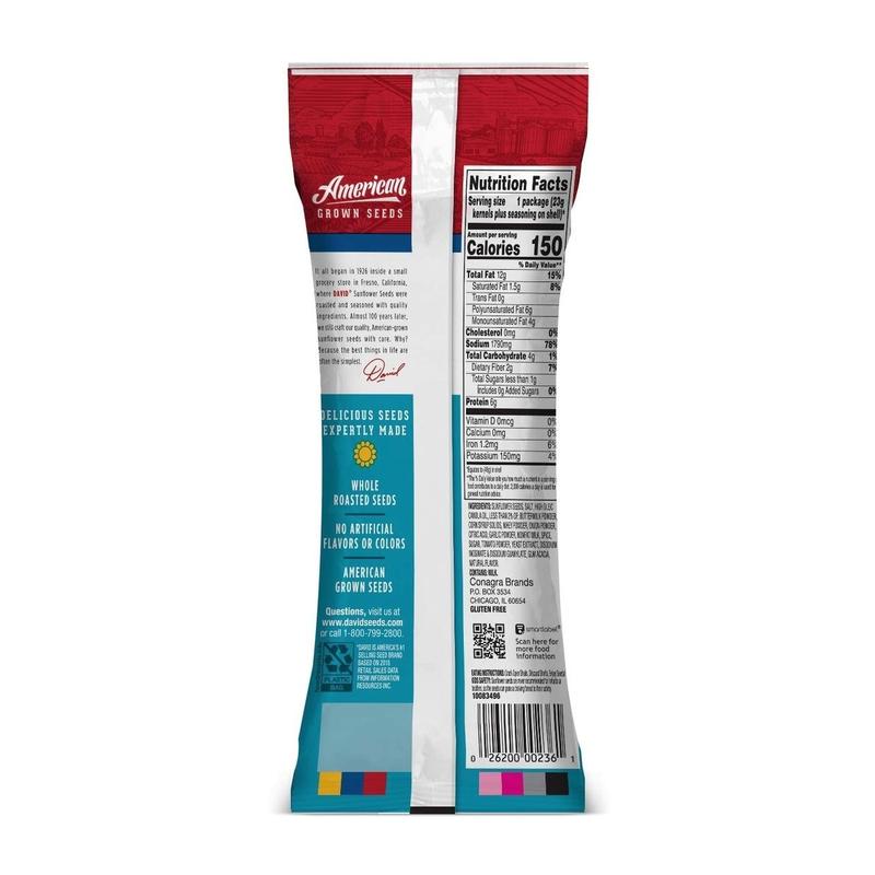 DAVID Sunflower Seeds, Ranch Flavor, 1.625 oz. (Pack of 12)