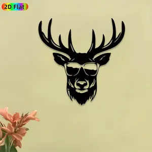 1pc Cool Deer Head Metal Wall Art,Cool Deer Head Statue Mural, Ideal Gift for Christmas, New Year, Nature Decor Enthusiasts, Rust-Resistant Metal Wall Decor Wall Sculptures, Perfect for Living Room Wall & Garden Fence, Unique Home Decor