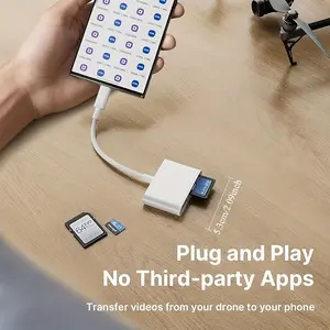 3-in-1 USB-C to SD/SD/Hardware Adapter Suitable for iPhone, iPad, for MacBook, Chromebooks, for Dell, for Galaxy & More - Fast SD Card Reader & Writer, Compatible for Smartphones/Tablets/Laptops with USB-C Port Access