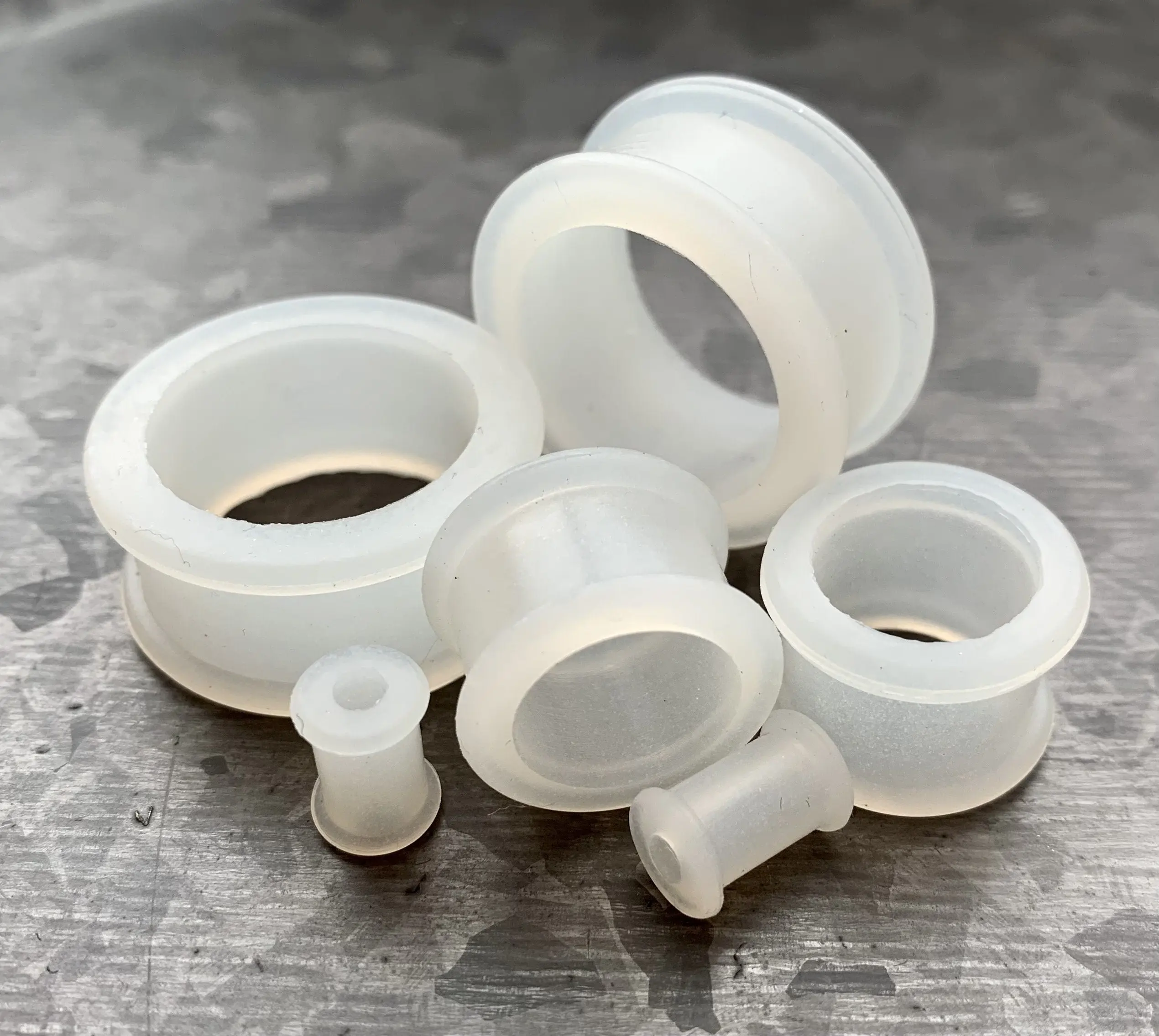 PAIR of Unique Glow in the Dark Silicone Double Flare Tunnels - Gauges 2g (6mm) up to 1" (25mm)