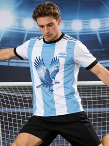 Argentina Football T-Shirt, 2026 New Design, Fan Merchandise, Breathable, Training, Sports, Unique Eagle Pattern, Long Sleeve, Fitted Style