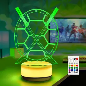 Samurai Sword Night Light Magical Turtle Decorative Light Children's Room Decorative Art, 14 Color Ambient Light, Birthday Gifts for Boys, Fan Gift for Anime