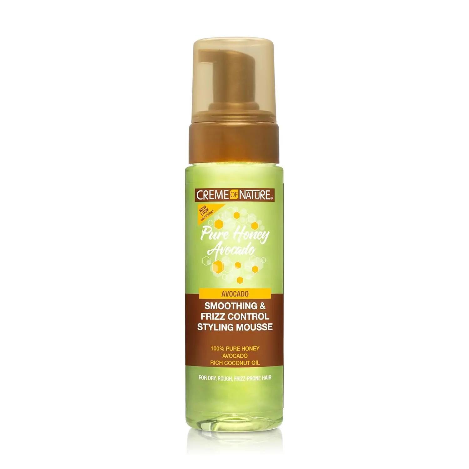 Creme of Nature Pure Honey Styling Mousse, Lightweight & Hydrating Frizz Control with Coconut Oil & Avocado, Defines Soft Curls, 7 oz, Lightweight Mousse, Defines Curls, Soft Curls Mousse & Gel