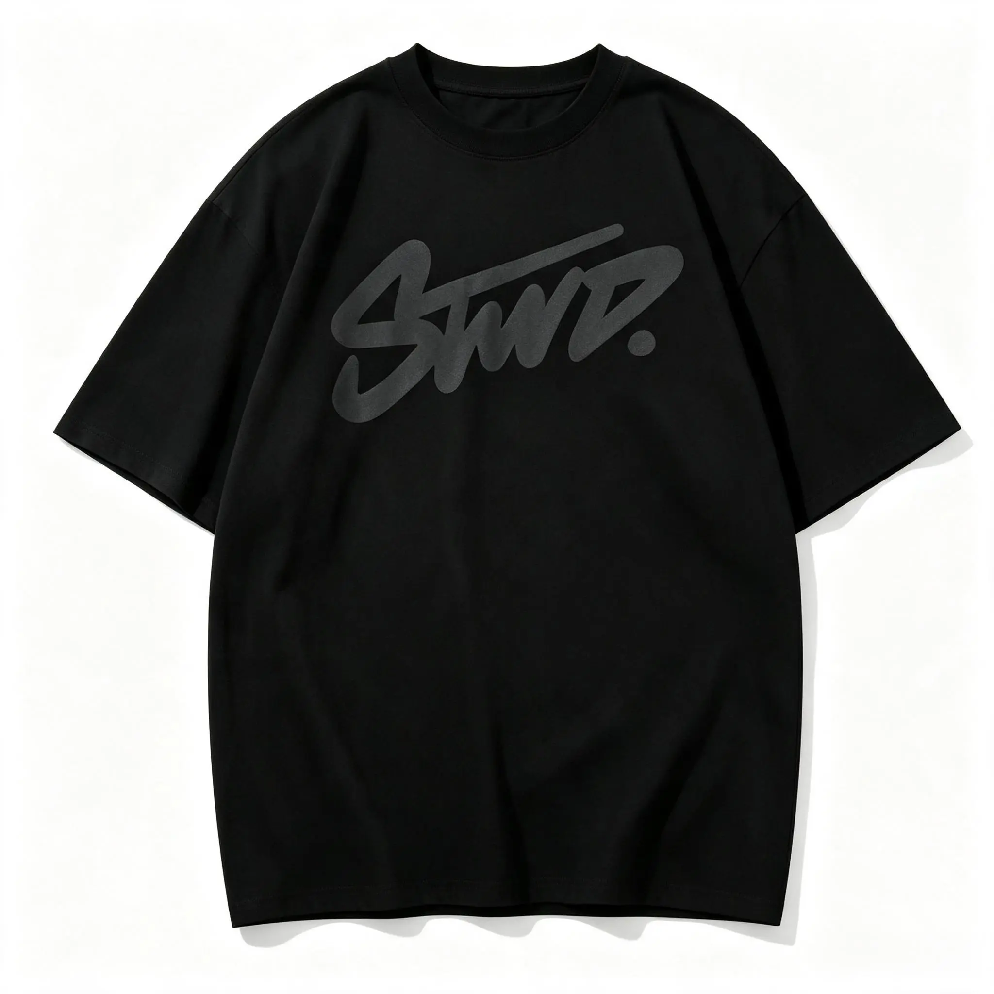 Men’s Black Oversized T Shirt with Graphic Print, Soft Breathable Streetwear Tee, Relaxed Fit Casual Shirt gym apparel