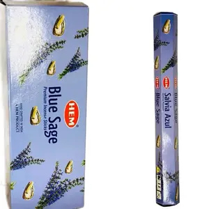 HEM Blue Sage Incense Sticks - Premium Quality Aromatic Incense for Relaxation and Meditation 20 Sticks Hand Crafted in India