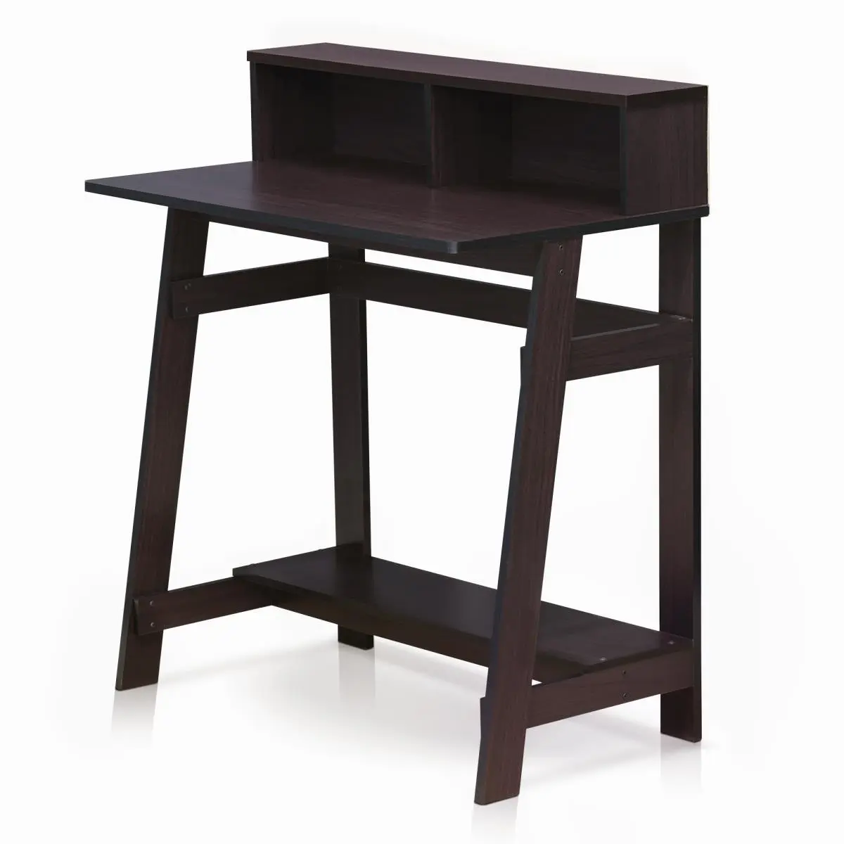Furinno 14054DWN Simplistic A-Frame Sturdy Computer Desk - Dark Walnut Wood Workstation, Practical Desktop Stand, Stable Tabletop