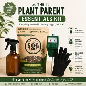 Plant Parent Essentials Kit - Sol Soils Houseplant Chunky Mix, Plant Mister Bottle, Soil Moisture Meter, Microfiber Leaf Cleaning Gloves