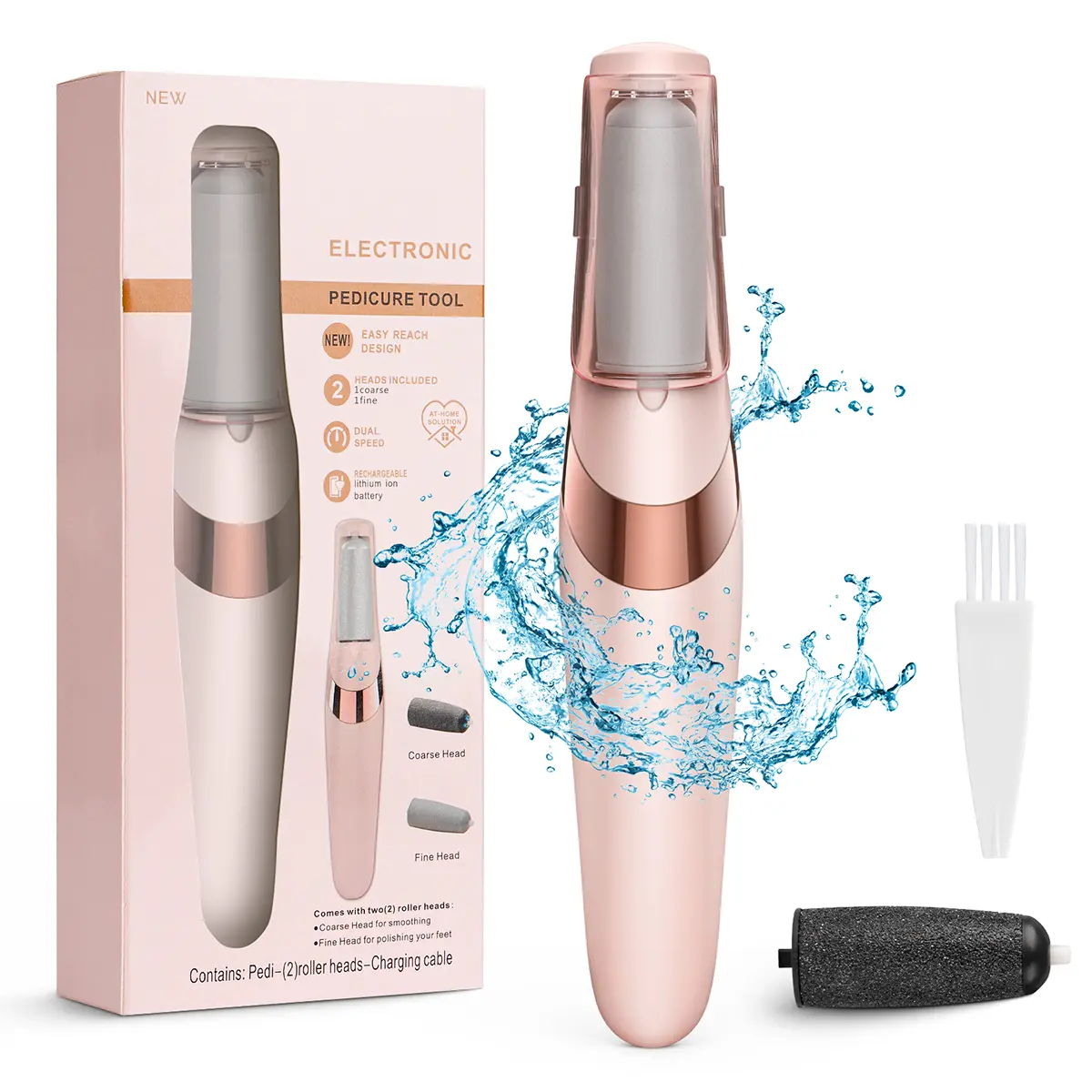 IMOLI Electric Foot Callus Remover Pedicure Set with 2 Roller Heads & Adjustable Speed ​​for Foot Care Exfoliation, Removes Dry Skin, Makes Feet Smoother, Ideal Gift