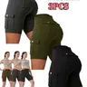Women's Multi-Pocket Sport Shorts, High-Waist Butt-Lifting Quick-Dry, Athleisure Gym Shorts, Casual Style Slim Fit Elastic Outdoor Running Shorts, Active Wear Shorts
